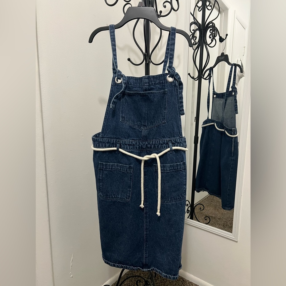 To Woman  Charming Denim Kids Dress with White Trim